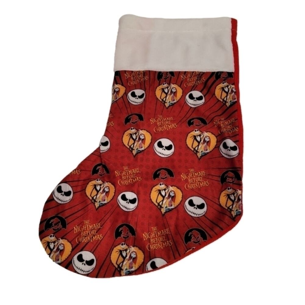 Disney Nightmare Before Christmas Stocking- Jack & Sally - Red, White & Orange